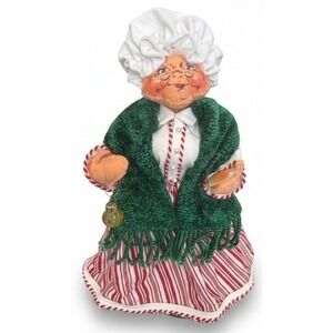 VTG Annalee 2007 Mrs Claus Christmas Doll 10 Inch Red White Green Holiday Decor